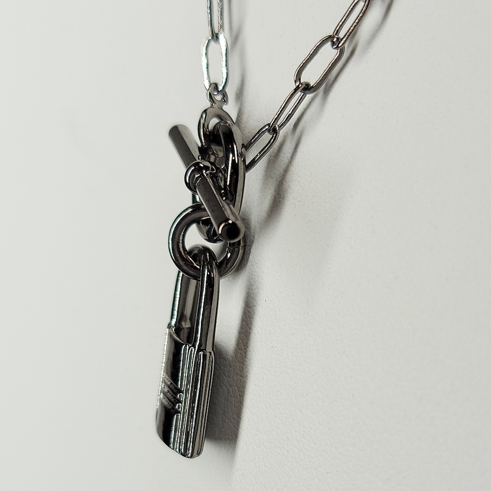 Trendy Padlock Toggle Paperclip Necklace NEW - Picture 9 of 11